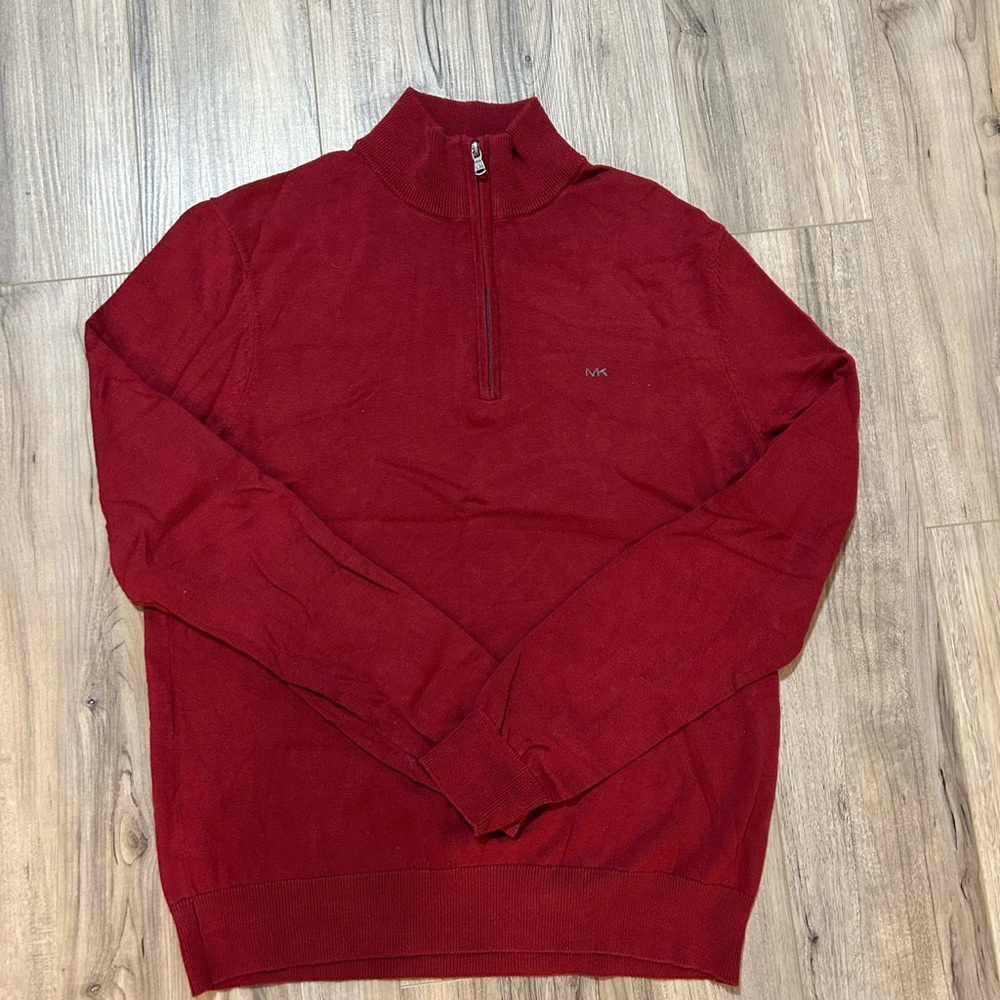 Michael Kors Men's Burgundy Zip-Up Sweater